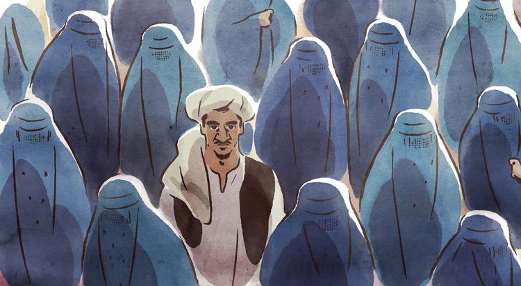 Den grafisk smukke franske animationsfilm om livet – og 
døden ikke mindst – i Afghanistans hovedstad under Taleban-styret er månedens film i Cinemateket. Foto: DFI