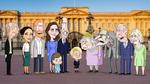 Prins George i midten spiller hovedrollen i den nye tegnede satire om briternes kongehus. Pr-foto: HBO Max