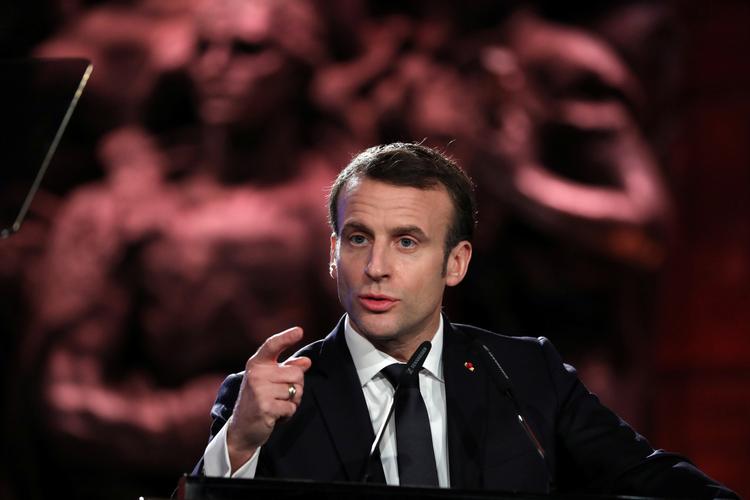 Stats- og regeringschefer, herunder den franske præsident, Emmanuel Macron, mødes i Jerusalem for at mindes 75-året for befrielsen af kz-lejren Auschwitz. Foto: Pool/Ritzau Scanpix