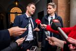 Anklagere Lasse Biehl og Emil Folker foran Københavns Byret, som i dag afsagde  dom i sagen om opløsning af banden Loyal To Familia. Foto: Martin Sylvest/Ritzau Scanpix