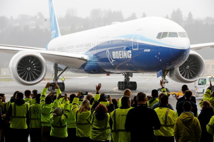 Boeings nyeste flagskib, 777X, bliver det længste nyproducerede fly med plads til 425 passagerer.
     Foto: Terray Sylvester/Ritzau Scanpix