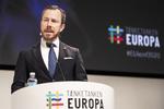 
    Partiformand i Venstre Jakob Ellemann-Jensen på talerstolen, dar Tænketanken Europa afholdt Europakonferencen 2020 i Industriens Hus. Foto: Niels Christian Vilmann/Ritzau Scanpix
