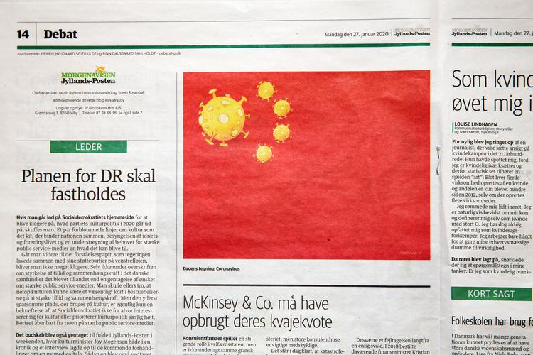 Jyllands-Posten har bragt en tegning, der har gjort kinesere vrede. Foto: Thomas Borberg/POLFOTO