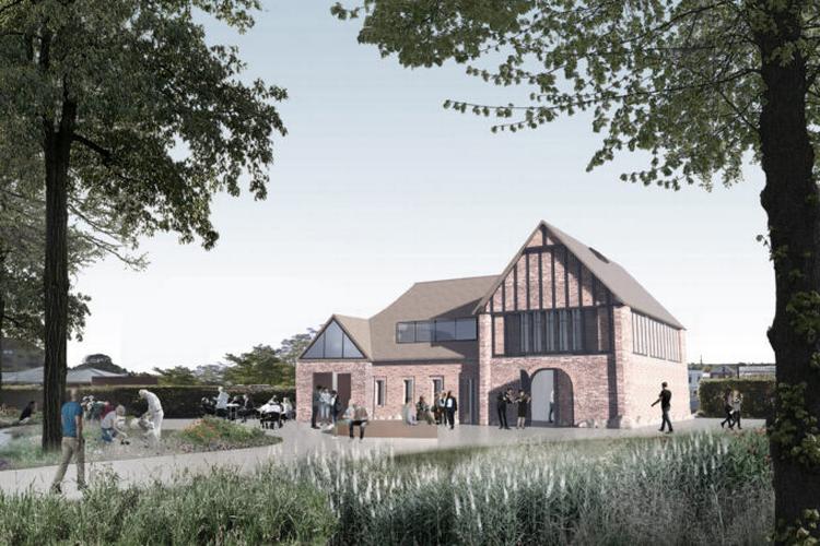 Sådan ser skitseforslaget til det nye kapel fra arkitektfirmaet  Mikkelsen Arkitekter ud. Illustration Mikkelsen Arkitekter