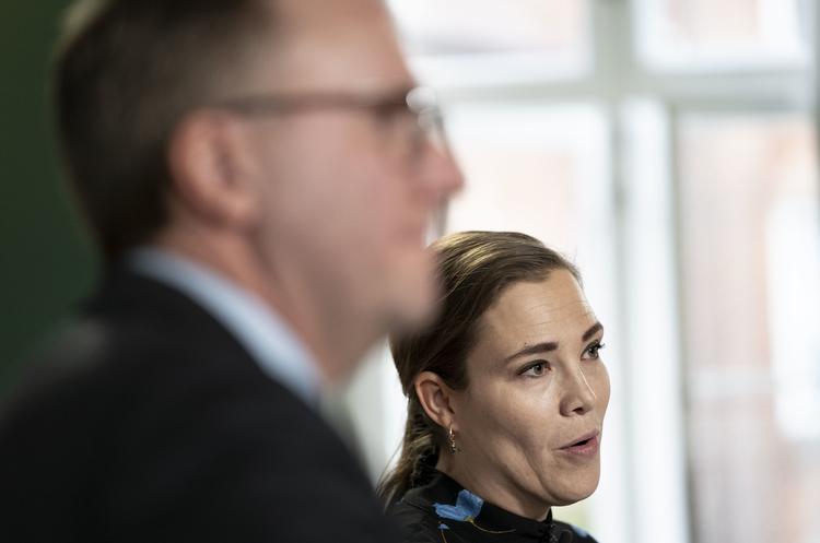 Fungerende finansminister Morten Bødskov og social- og indenrigsminister Astrid Krag holder pressemøde om regeringens udspil til en udligningsreform. Foto: Liselotte Sabroe/Ritzau Scanpix