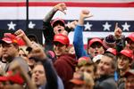 Trumpfans myldrede ind til møde i staten Iowa. Foto: Jonathan Ernst/Ritzau Scanpix