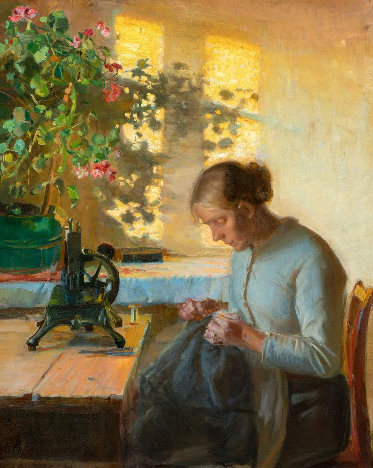 SMK viser den største Anna Ancher-udstilling nogensinde. Her er det hendes 'Syende fiskerpige', der er malet i 1890. Foto: Randers Kunstmuseum