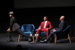 Stemningen under dobbeltinterviewet på scenen under Toronto Film Festival gav også plads til latter og små optrædener (herover). Anledningen var filmen ’Just Mercy’, som Jamie Foxx og Michael B. Jordan begge spiller med i.  Foto: PR-foto: Robin Marchant/Toronto Film Festival 