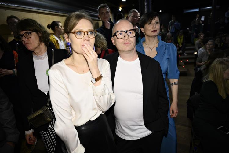 Leila Stockmarr og formandskandidat Rasmus Nordqvist under det ekstraordinære landsmøde. Foto: Philip Davali/Ritzau Scanpix