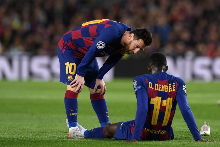 27. november måtte Ousmane Dembele udgå af en Champions League-kamp mod Borussia Dortmund, der blev hans sidste i denne sæson.   Foto: Josep Lago/Ritzau Scanpix