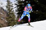 Alexander Loginov var slet ikke nævnt blandt favoritterne til lørdagens sprint ved VM i skiskydning, men han sluttede øverst på podiet. Foto: Marco Bertorello/Ritzau Scanpix