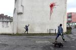Banksy-værket i Bristol fotograferet 13. februar, inden det blev udsat for hærværk.  Foto: Rebecca Naden/Ritzau Scanpix