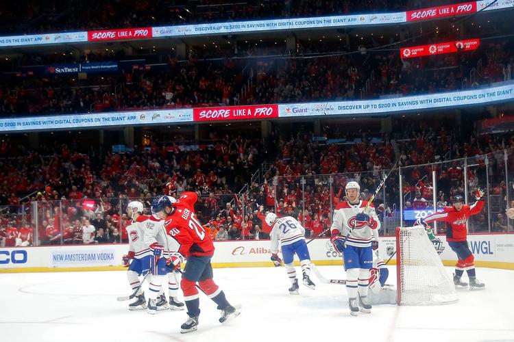 Målet til 2-1 af Lars Eller i anden periode  gav kun Washington Capitals et enkelt point mod Montreal Canadiens. Foto: Geoff Burke/Ritzau Scanpix