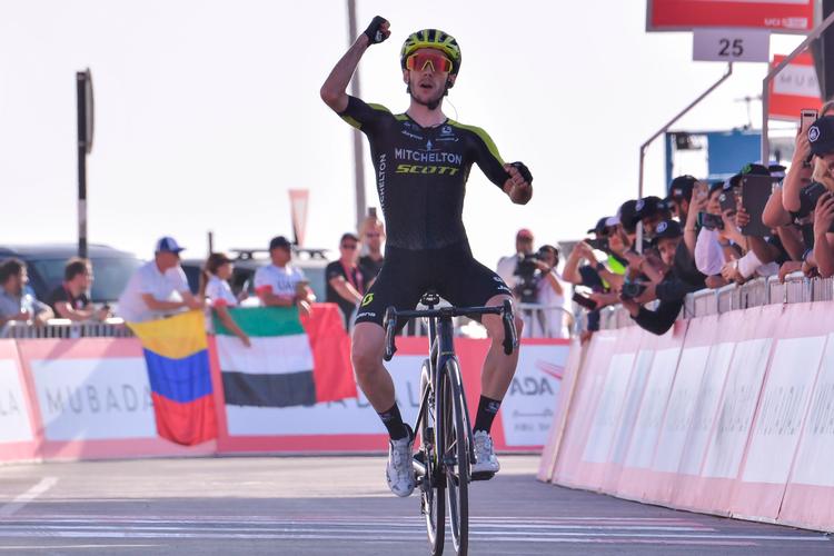 Det var både etapesejr og samlet føring til Adam Yates (Mitchelton-Scott) i UAE Tour. Foto: Giuseppe Cacace/Ritzau Scanpix