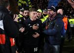   Efter sin scoring blev Pep Biel på besynderlig vis nægtet at løbe ud til FCK-tilskuerne. Foto: Lee Smith/Ritzau Scanpix