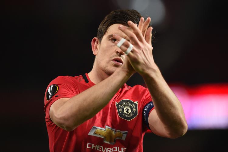 Manchester Uniteds anfører  Harry Maguire førte sit hold til en sejr på 5-0 mod Club Brugge.  Foto: Oli Scarff/Ritzau Scanpix