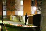 Politiet fotograferet i aftes på stedet, hvor den 25-årige blev dræbt.  Foto: Presse-fotos.dk/Ritzau Scanpix