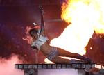 Lady Gaga ses her, da hun optrådte i halftime-showet under Super Bowl 2017.   Foto: Adrees Latif/Ritzau Scanpix
