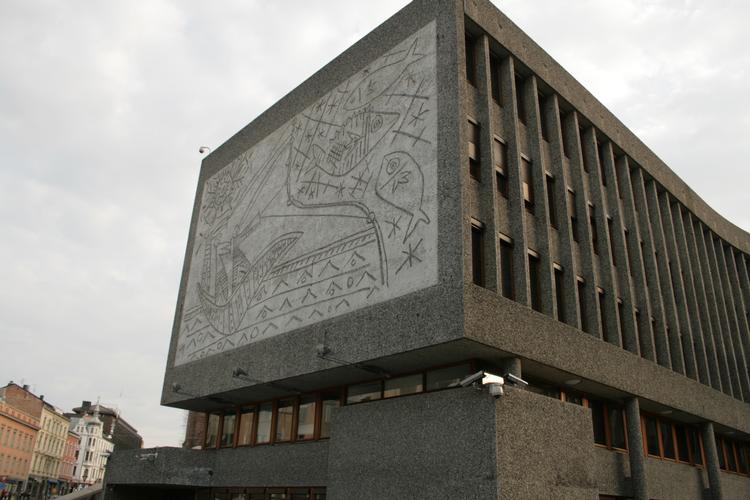 til Kulturen. Bygningen Y-blokken, Oslo, Norge, med udsmykning af Pablo Picasso. Credit: GAD Foto: Gad