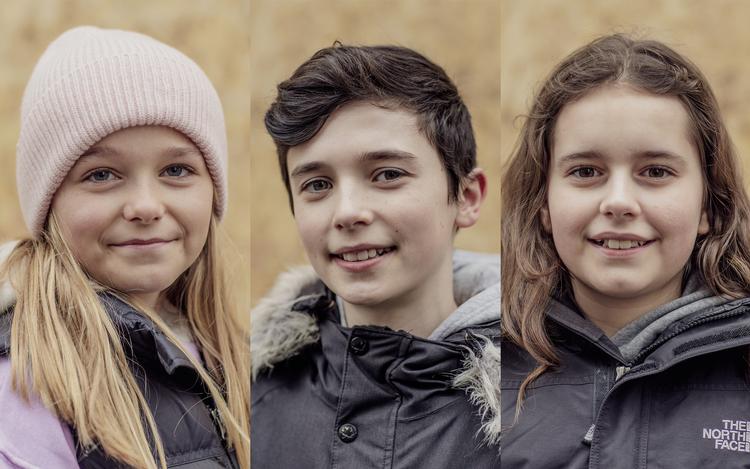 Victoria Stockinger Borch, 11 år (tv), Daniel Lichtbach, 13 år (i midten) og Asta Gerlev Vadstrup, 11 år (th).  