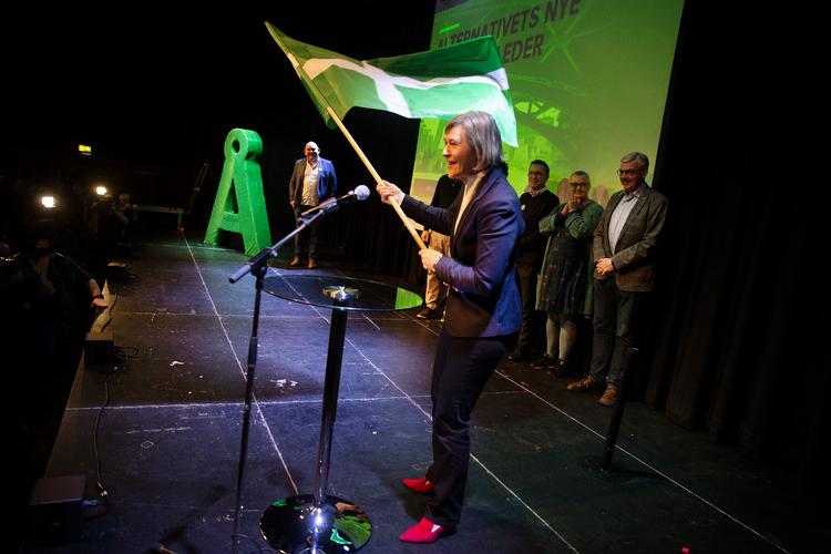 Josephine Fock tog en sikker sejr, da Alternativet i februar valgte ny leder på et ekstraordinært landsmøde i Amager Bio i København. Foto: Martin Lehmann/POLFOTO