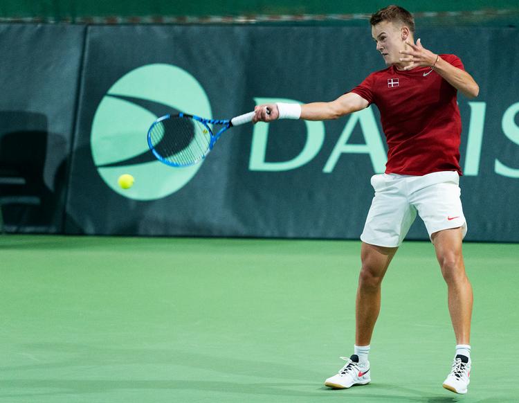 Holger Rune vandt begge sine singler i Davis Cup-opgøret mod Puerto Rico. Foto: Claus Bech/Ritzau Scanpix