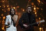 Ben & Tan, Tanna Amanda Balcells og Benjamin Tsimalona Rosenbohn, vandt Dansk Melodi Grand Prix 2020 foran et publikumstomt i Royal Arena. Foto: Ida Guldbæk Arentsen/Ritzau Scanpix