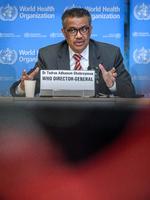  »Vi kan ikke stoppe denne pandemi, hvis vi ikke ved, hvem der er smittet. Vi har et simpelt budskab til alle lande: test, test, test. Test alle mistænkte tilfælde«, lyder det fra WHO-chefen på organisationens daglige pressemøde. Foto: Fabrice Coffrini/Ritzau Scanpix