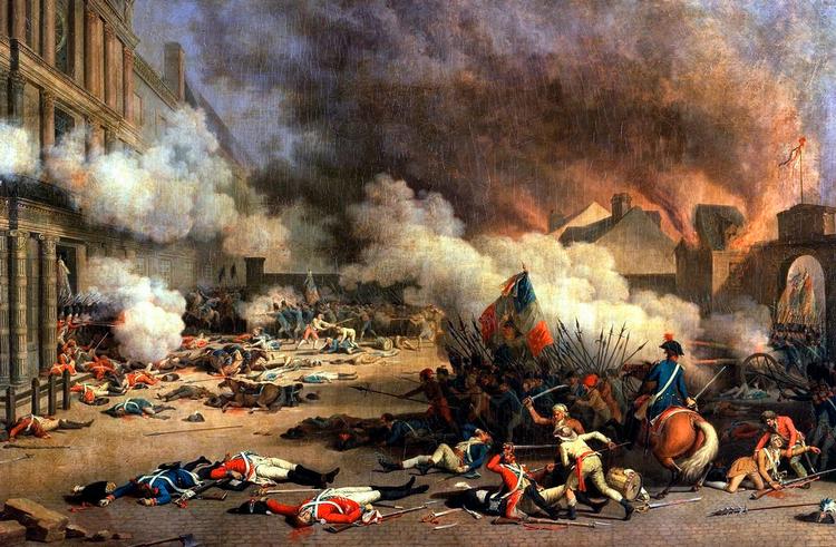 Maleri Jacques Bertaux: Prise du Palais des Tuileries, 1793