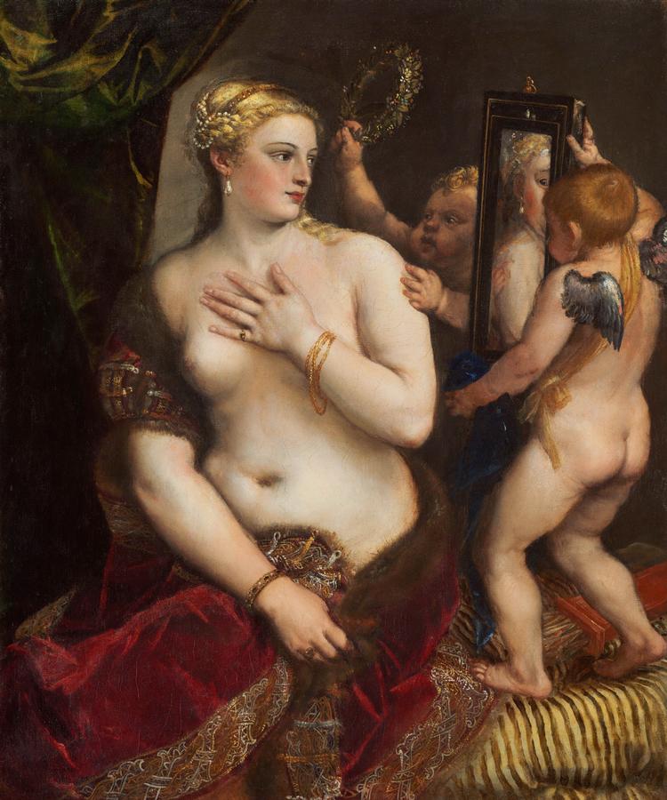 Venetianeren Tizian malede i 1555 'Venus med et spejl', som var inspirationen til Leopold Sacher-Masochs lille roman 'Venus i pels'. Den venetianske renæssancemaler var altså af omveje med til at opfinde det, som vi kalder masochisme, opkaldt efter den østrigske forfatter.  Foto: Wiki Commons