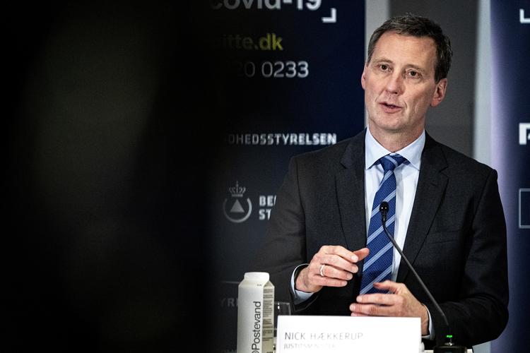 Justitsminister Nick Hækkerup taler på et pressemøde i Eigtveds Pakhus i København, onsdag den 25. marts 2020.  Foto: Ida Guldbæk Arentsen/Ritzau Scanpix