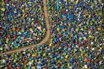 Luftfoto af Glastonbury, Somerset, der var blandt de første  britiske musikfestivaler til at melde corona-aflyst.  Nu er yderligere tre store festivaler aflyst, All Points East, Parklife og Lovebox. (Foto: Aaron Chown/Ritzau Scanpix) Foto: Aaron Chown/Ritzau Scanpix