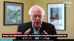 På grund af coronavirussen og de amerikanske myndigheders ordre til borgerne om at blive hjemme, måtte Bernie Sanders holde sin afskedstale via en videoforbindelse fra sit hjem i Burlington, Vermont. Foto: -/Ritzau Scanpix
