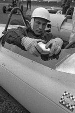 Stirling Moss på Roskilde Ring i 1961.   Foto: Johnny Bonne/POLFOTO