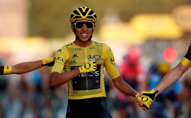 Sidste års vinder, colombianeren Egan Bernal, regnes af mange for favorit til også at kunne vinde dette års Tour, hvis eller når den bliver gennemført. Foto: Christian Hartmann/Ritzau Scanpix