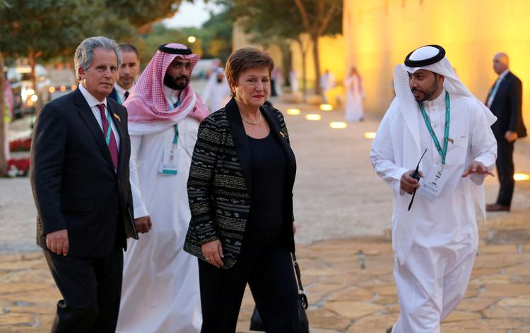 Chef for Den Internationale Valutafond, Kristalina Georgieva, enkommer til en velkomstmiddag i Riyadh, Saudi Arabien.  Foto: Ahmed Yosri/Ritzau Scanpix