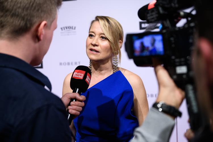 Trine Dyrholm ses her i forbindelse med årets Robert-fest, hvor hun vandt prisen for bedste kvindelige hovedrolle for 'Dronningen'.  Foto: Philip Davali/Philip Davali