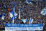 Schalke-fans på lægterne under klubbens sidste hjemmekamp 7. marts.  Foto: Thilo Schmuelgen/Ritzau Scanpix