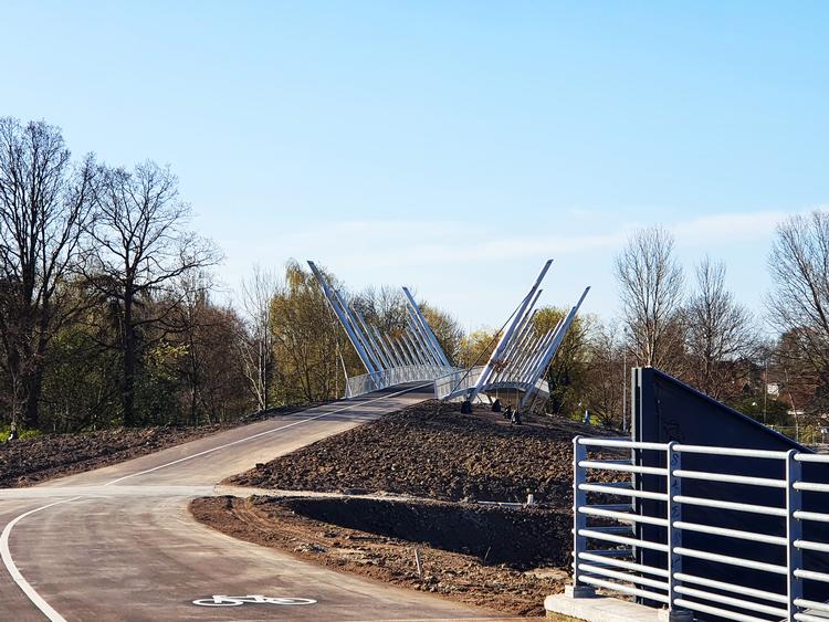Fodgænger- og cykelbroen over Folehave. Broen åbner fredag 24. april. Foto: Københavns Kommune