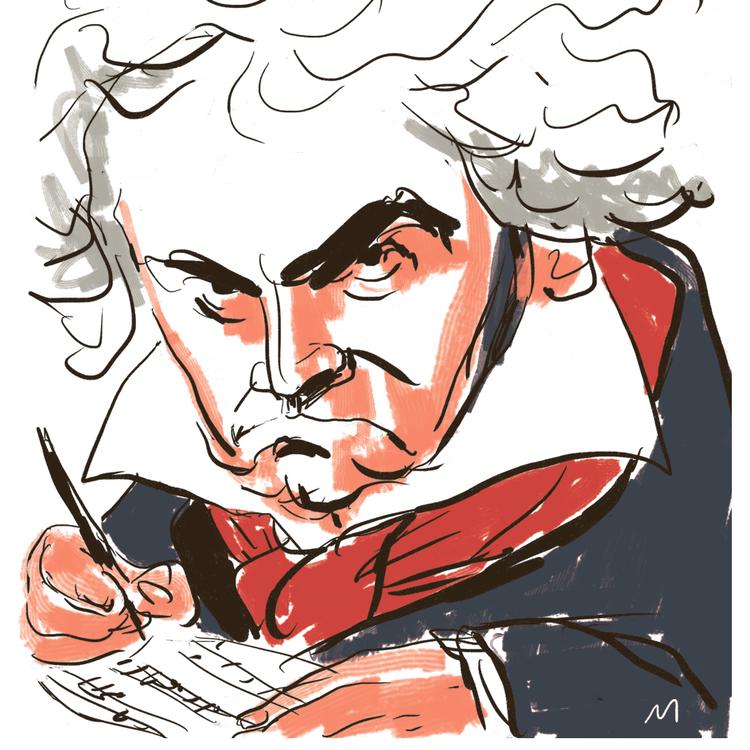 Geniet Ludwig van Beethoven brød kunstens regler og bøjede dem efter sit indre kald       Illustration:  Mette Dreyer 