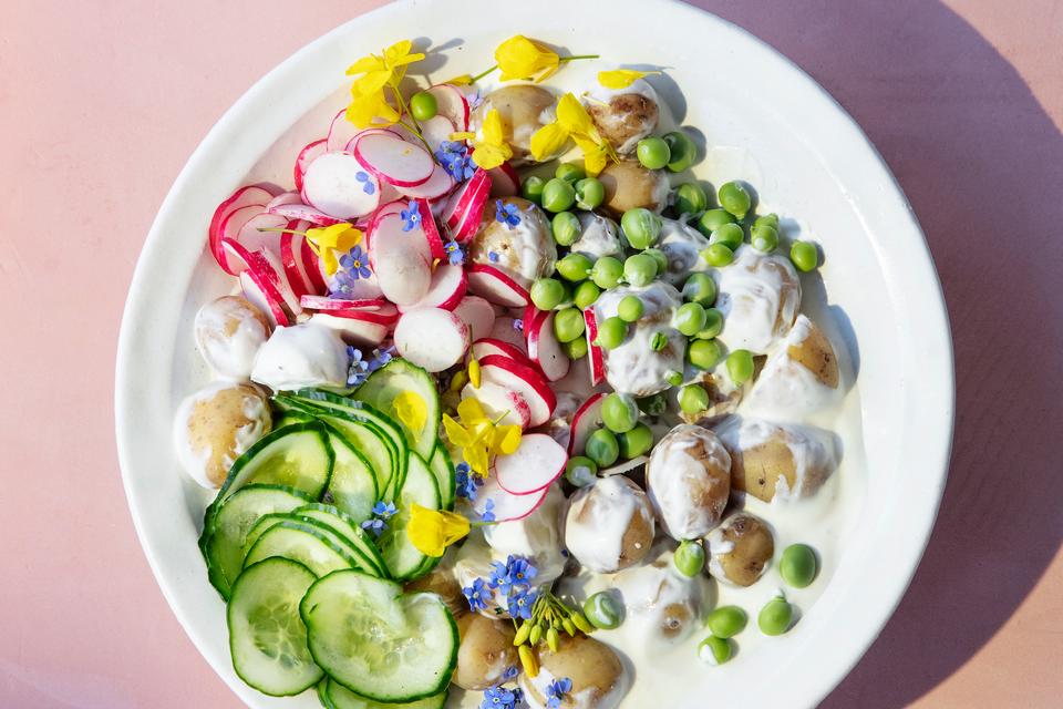 En fusion af sommer- og kartoffelsalat. Velsmagende restemad, hvis du har kartofler tilovers. Foto: Line Thit Klein