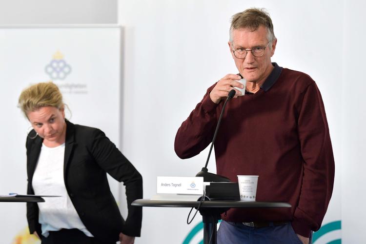 Sveriges statsepidemiolog Anders Tegnell fotograferet ved et tidligere pressemøde.  Foto: Jessica Gow/Ritzau Scanpix