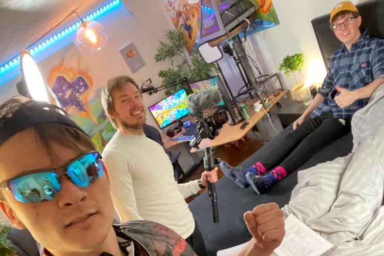 YouTuberne Alexander Husum, Judex og Thomas Kjems på optagelse til ny Gonzo serie. Foto: Alexander Husum / Gonzo