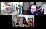 Podcasten 'Triple Click's tre værter, Kirk Hamilton, Jason Schreier og, nederst, Maddy Myers, fortæller om computerspil og spilindustrien, så selv ikke-nørder kan være med.  Foto: Screendump