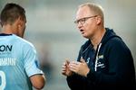Stefan Gartenmann og cheftræner Glen Riddersholms første opgave i Superligaen kan vente allerede 29. maj.  Foto: Jens Dresling/POLFOTO