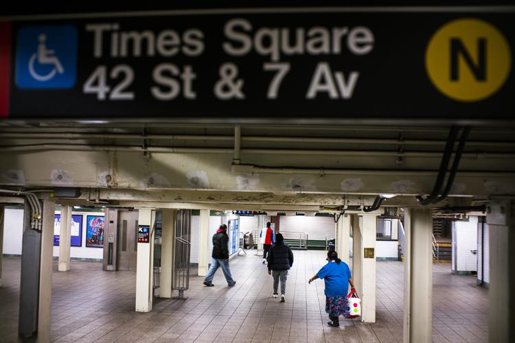 Times Square subway station i går.  Foto: Eduardo Munoz Alvarez/Ritzau Scanpix