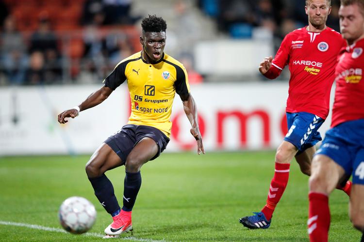 Emmanuel Sabbi har i den indeværende sæson været vigtig for Hobro IK, men nu står han til at forlade klubben inden vigtig nedrykningskamp Foto: Jens Dresling/POLFOTO