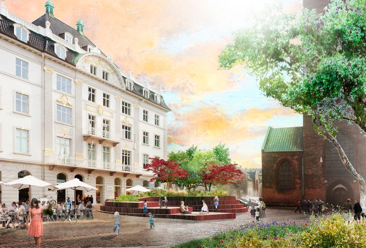 Arkitektfirmaet Schønherr har fået opgaven med at indrette det forblæste torv med træer, læ og plads til udeservering. Foto: Schønherr