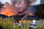 Institutionen Dagplejen på Kommenhaven 15 er et af de steder, hvor der er udbrudt brand. Billedet er fra tidligt i morges.  Foto: Keld Olsen