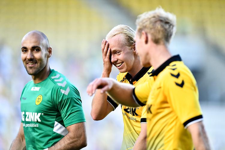 Horsens-matchvinder Peter Therkildsen kan næsten ikke selv tro det, men han har lige knækket Brøndby i slutfasen. Foto: Ernst van Norde/Ritzau Scanpix